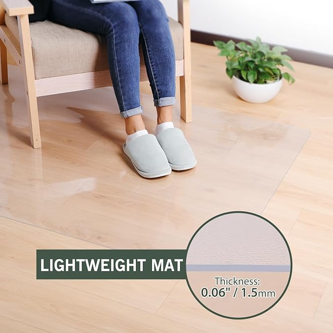 tixpol Chair Mat for Hard Floors, tixpol 60"x75" Office Chair Mat for Hardwood Floor, Non-Slip Plastic Floor Mat for Chairs, Vinyl Hard Floor Protector Under Desk Mat for Home Office, Play Mat (Clear)