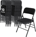SEALAMB 10 Pack Fabric Folding Chairs with Padded Seats & Cushion, Metal Foldable Chairs for Wedding Party, Commercial Chairs for Office School Church Events, 350lb Capacity (Black-Fabric, 10 Pack)