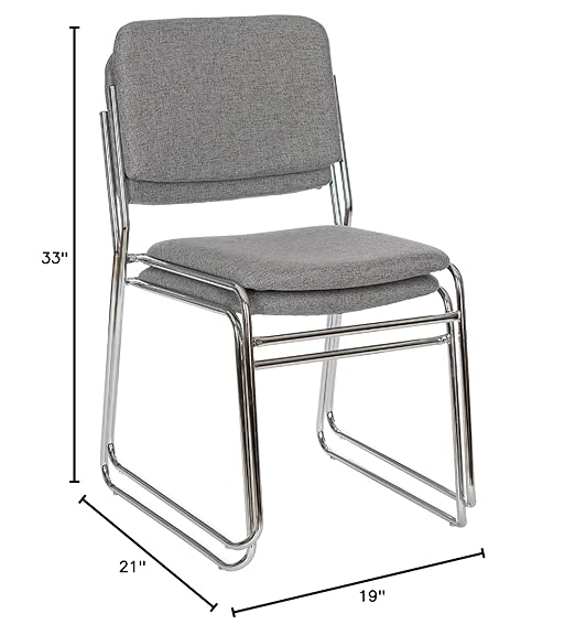 OEF Furnishings Padded Signature Stack Chair, Grey