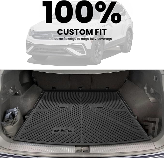 LASFIT Cargo Mat for VW Tiguan 2018-2024(Fit 5 Seats), All-Weather Protection TPE Trunk Mat Cargo Liner Custom Fit for Volkswagen Tiguan Accessories, Super Duty, Waterproof, Easy to Clean, Black
