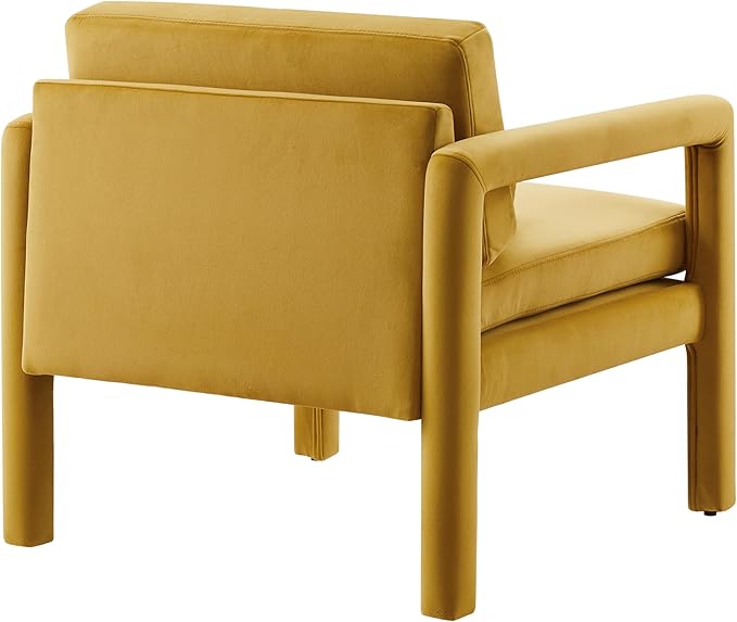 Art Leon Modern Accent Chair, Velvet Upholstered Arm Chair with Pillow, Single Sofa Chair for Living Room Bedroom, Yellow