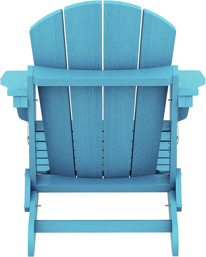 SERWALL Folding Adirondack Chair Weather Resistant Patio Chair Outdoor Chairs Set of 6 Painted Adirondack Chairs - Light Blue