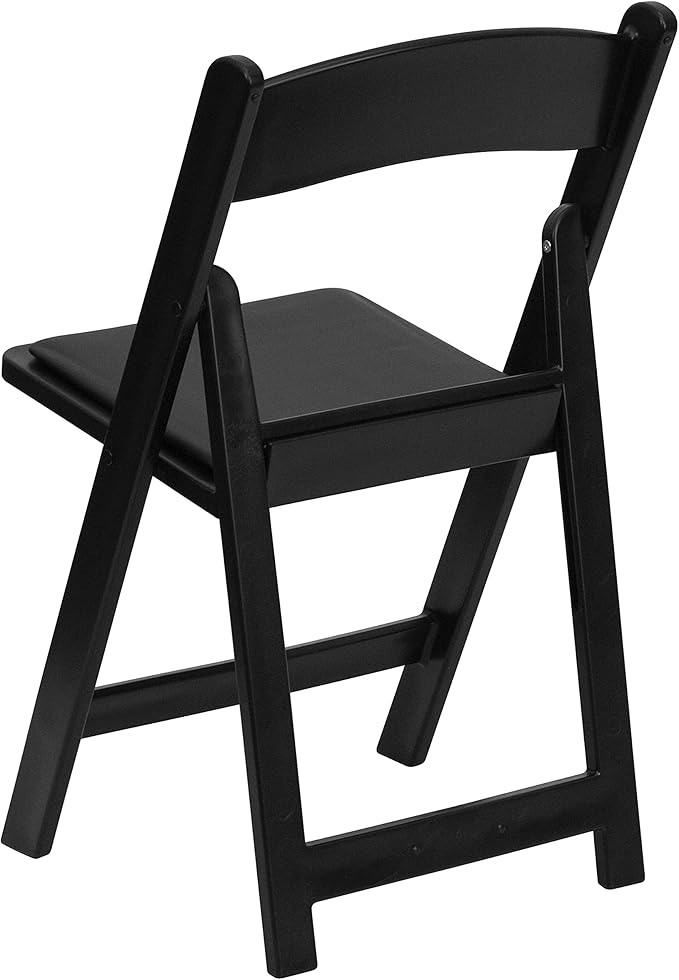 EMMA + OLIVER Folding Chair - Black Resin – 4 Pack 800LB Weight Capacity Comfortable Event Chair - Light Weight Folding Chair