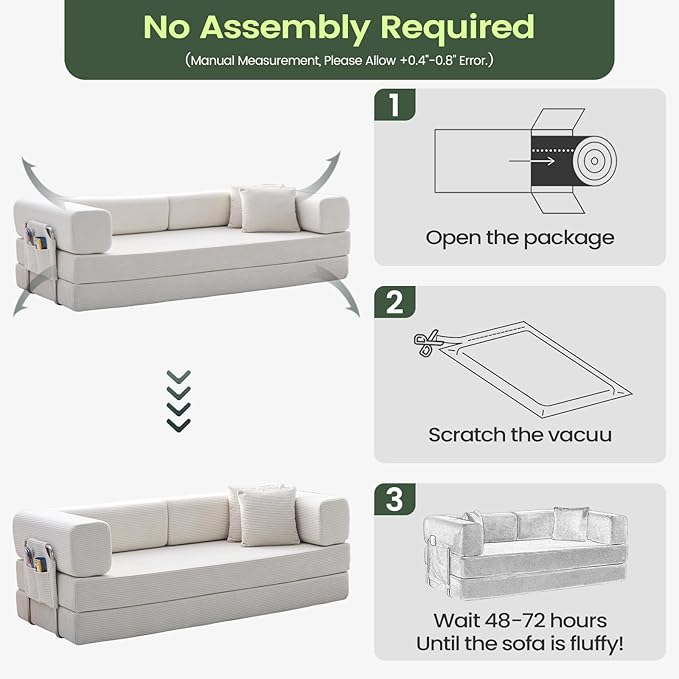 Multi-functionalcorduroy Sofa Bed, Crafted from Corduroy Fabric, is Ideal for Apartments and Living Rooms. Sleeper Sofa Couch Folding futon or Foldable Floor Convertible Floor Studio | Multi-functional