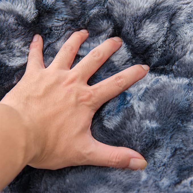 A Nice Night Faux Fur Reading Pillow Bed Wedge Large Adult Children Backrest with Arms Back Support for Sitting Up in Bed/Couch for Bedrest,Tie Dyed Gray