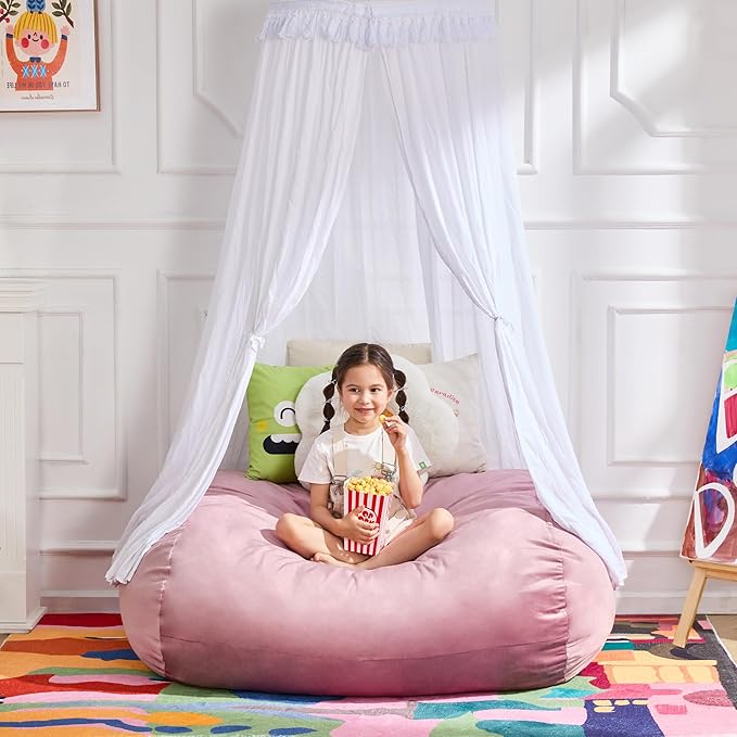 Hobestluk 3FT Bean Bag Chair Large Beanbag with Removable Cover Adult Bean Bag Chair with Portable Handle Desgin for Living Room Bedroom (Pink, 3FT)