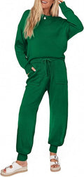 Ekouaer Women's 2 Piece Lounge Set Long Sleeve Knit Pajamas Sweatsuit Jogger Pant Outfits With Pockets S-XXL