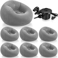 Realspring 6 Pcs Inflatable Bean Bag Chairs for Adults with Electric Air Pump, Blow up Couch Folding Portable Inflatable Couch Lazy Sofa for Outdoor Movie Nights Camping Room (Gray)