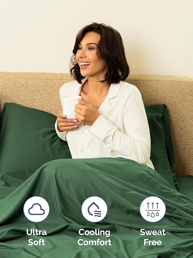 Extra Deep Pocket Cal King Sheets - 4 Piece Breathable & Cooling Bed Sheets - Hotel Luxury Bed Sheet Set - Soft, Wrinkle Free & Comfy - Easily Fits Extra Deep Mattresses - Emerald Green Sheets Set