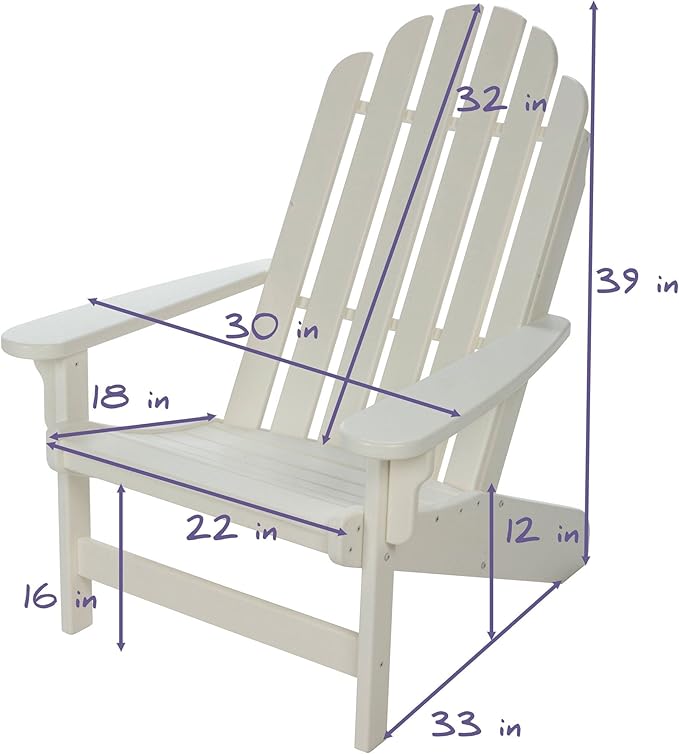 Original Pawleys Island Black DuraWood Essentials Adirondack Chair – Eco-Friendly Recycled Material, Stainless Steel Hardware, Smooth Fit N Finish, Handcrafted in The Carolinas