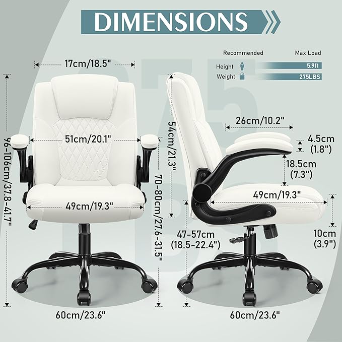 Leather Office Chair, PU Home Computer Desk Chairs with Ergonomic Back Support, 360°Swivel Free,Small Gaming Chair with Wheels and Adjustable Armrests, for Short People Use