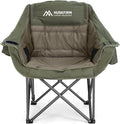 Oversized Camping Chair Padded Camping Chairs Heavy-Duty Foldable Camping Chairs with Cup Holder and Cooler Bag Portable Lawn Chair for Sports Outdoors-Support 450LBS, Green