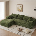 Sectional Cloud Boneless Couch for Living Room Bedroom, Comfy Modern L Shaped Modular Sofa with Left Facing Chaise, Deep Seat Memory Foam Couch in Box, No Assembly (Wide Striped Corduroy, Green)