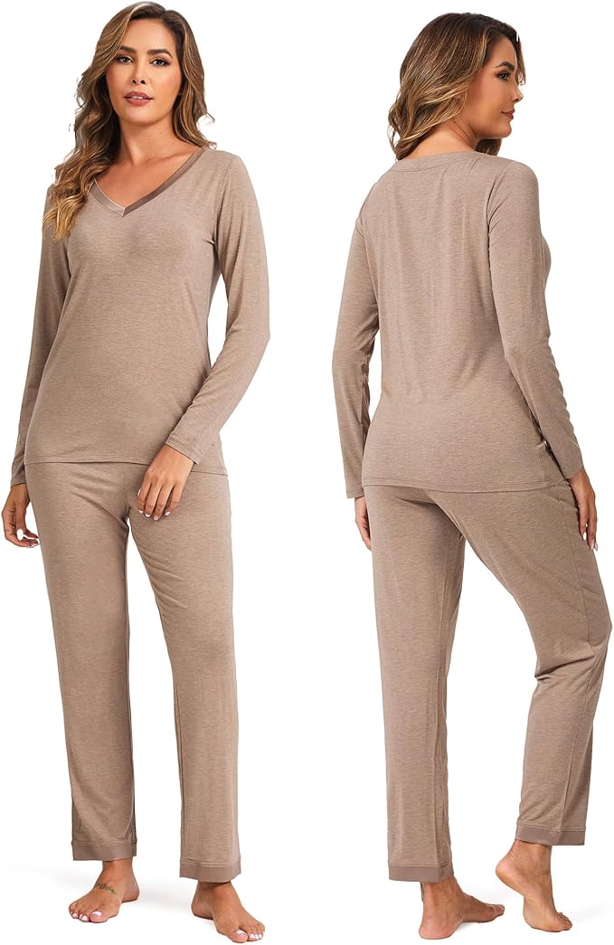 GYS Viscose from Bamboo Women's Pajama Sets Super Soft Long Sleeve Sleepwear Comfy Winter Pjs Sets S-4X
