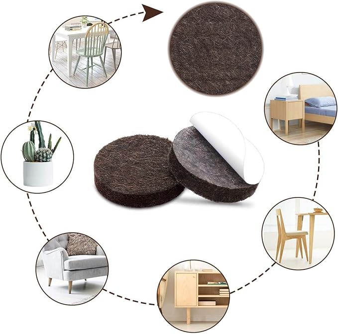 Yelanon Felt Furniture Pads -182 Pcs Premium Felt Pads for Chair Legs Furniture, Floor Protectors for Hardwood Floors,Brown & Beige