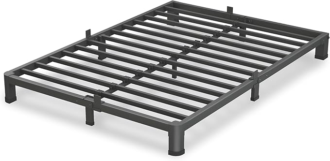 VIPSHOW 4 Inch Full Size Bed Frame, 3500Lbs Heavy Duty Metal Platform with Round Corner Legs Mattress Slide Stopper, Steel Slat Support No Box Spring Needed, Noise Free, Non-Slip, Easy Assembly