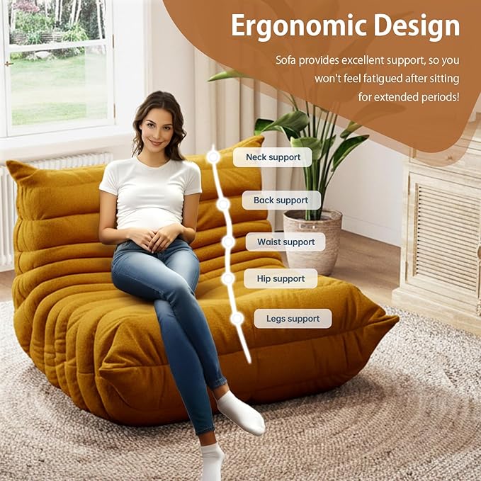 Selyteramy Oversized Bean Bag Chairs for Adults, Giant Beanbag Chair with Memory Foam, Comfy Lounge Chair Lazy Sofa for Apartment, Living Room, Bedroom, Office(Teddy Fabric)