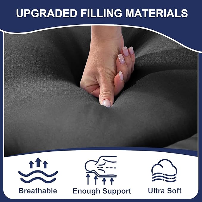 Japanese Floor Mattress,Thicken Japanese Floor Sleeping Pad Foldable,Roll Up Tatami Mat Easy to Store and Portable,Futon Mattress Suitable for Camping and Guest Room (Black, Queen (80" X 60"))