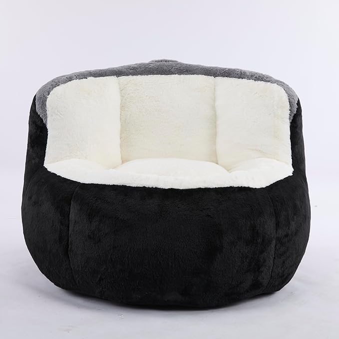 KEIKI Oversized Bean Bag Chairs, Bean Bag Couch for Adults and Kids, Large Reading Chair, Multicolor Faux Fur Floor Sofa for Reading, Playing or Relaxing