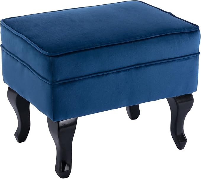 DM Furniture Accent Chairs with Ottoman Set of 2 Velvet Wingback Club Chair Upholstered Reading Chair Lounge Chairs with Wood Legs/Button Tufted Back for Bedroom Living Room, Blue
