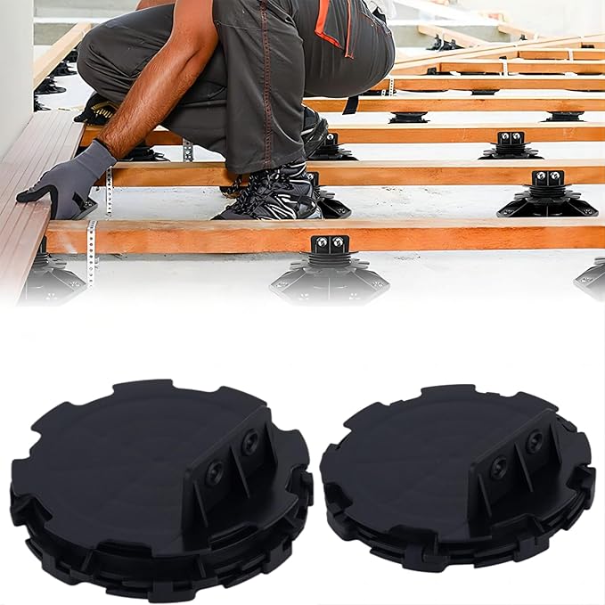 28Pack Adjustable Deck Support Pedestal Deck Foundation Base Support for Floating Deck Platform Deck Floor Height Adjustment Raising from 0.6" to 0.8 ", Black