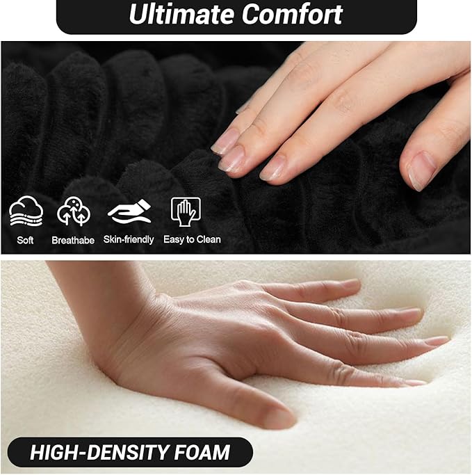 50"W x 76"D Oversized Chaise Lounge Chair Indoor Boneless Reading Chair Plush Corduroy Recliner Large Deep Seat Upholstered Sleeper Comfy Sofa Bed Couch with 3 Pillows for Living Room Bedroom, Black