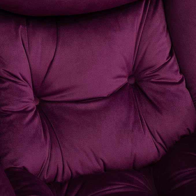 HollyHOME Lazy Chair with Armrest and Side Pocket, Comfy Accent Lounge Chair,Leisure Sofa Armchair for Living Room, Bedroom, Dorm, or Small Spaces, Oversized Reading Sofa Chair,Velvet Deep Purple