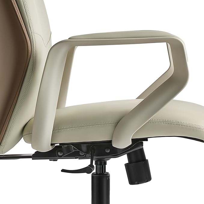 EUREKA ERGONOMIC Aric Executive Office Chair, High Back Computer Desk Chair with Lumbar Support, Premium PU Leather, Ergonomic Armrests, Height Adjustable Swivel Base (Beige)