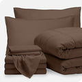 Bare Home Bed-in-A-Bag 8 Piece Comforter & Sheet Set - Split King - Goose Down Alternative - Ultra-Soft 1800 Premium Bed Set (Split King, Cocoa/Cocoa)