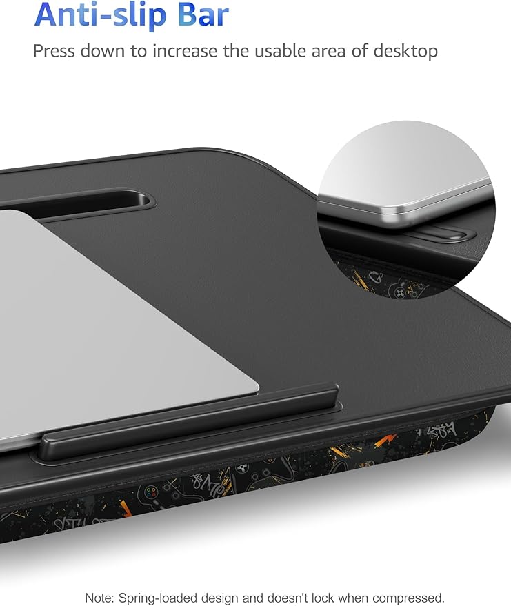 Lap Desk – L.DOCTOR Cushioned Lap Desks, Portable Laptop Desk for Bed, Couch & Floor, Washable Cushion, Built-in Phone & Tablet Slot, Fits 17.3" Laptop – Working, Writing, Gaming – Large, Joysticks