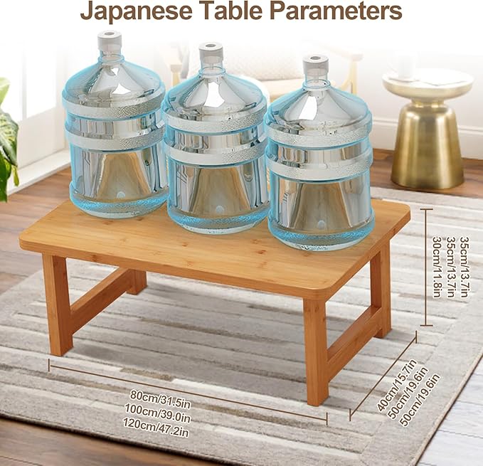 robwibw Japanese Floor Sitting Table, Folding Wood Tea Table Chabudai Japanese Coffee Table Low Table for Living Room Home Tatami Office (B 47.2 * 19.6 * 13.7 INCH)