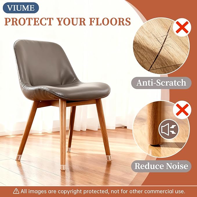 24 Pcs Chair Leg Floor Protectors for Hardwood Floors Silicone Covers Felt Pads Furniture Leg Caps Anti-Scratch Reduce Noise Fit (1-5/16" to 2")