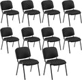 Black Comfort Office Waiting Room Stackable Chairs no Arms, Mesh Ergonomic Reception Chairs Set of 10, Conference Desk Guest Chair for Meeting Room, Lobby, Events, Hall, Training
