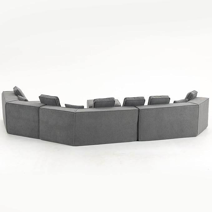 EPOFIT 181" Extra Large Modular Sectional Sofa, 3-Piece Couch with Teddy Fleece, Full-Foam Cushions and 9 Pillows, High-Density Foam Padding, All-Compressed Design – Blue Gray
