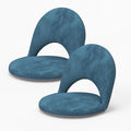 2 Pcs Floor Chair, Meditation Chair, 5-Position Folding Chair with Adjustable Back, Soft Sponge & Velvetean Cover, for Adults and Kids, Indoor Outdoor Use, Meditation, Gaming, Camping, Blue