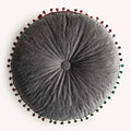 vctops Velvet Soft Round Chair Pads Cute Gradient Pom Pom Indoor Dining Chairs Cushion (Grey, Diameter 16")