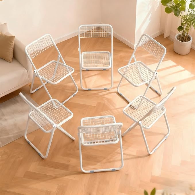 6 Pack Folding Chair,White Color,Single Piece,Foldable Space - Saving Design for Indoor/Outdoor Use