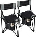 REDCAMP 2 Pack Tripod Camping Chairs Folding Lightweight, Portable 3 Legged Tripod Stool Seat with Backrest, Small Golf Chair Compact for Adults Fishing Hunting, Black