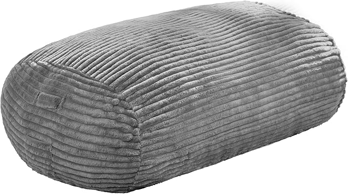 Hobestluk 4FT Bean Bag Chairs Adult Bean Bag with Portable Handle Comfy Large Bean Bag Chair with Removable Cover for Living Room Bedroom or Reading Nook (Stripe Grey, 4FT)