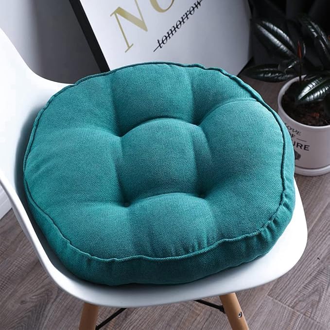 vctops Round Chair Pad Seat Cushion Solid Color Soft Chair Pads Comfy Velvet Cushion Pillow for Kitchen Dining Office Chair Kids Reading (Blue Green,Diameter 20")