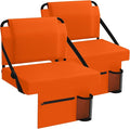 Stadium Seat 2 Pack for Bleachers with Back Support,Portable Bleacher Chairs with Back and Cushion，Orange