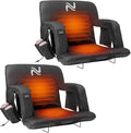 NAIZEA Wide Heated Stadium Seat for Bleachers w/Back Support & Cushion, Portable Bleacher Seats Foldable Stadium Chair with Armrests for Sports Events, Outdoor, Camping, Hiking-No Power Bank
