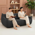 Giant Bean Bag Chair for Adults, Grey Loveseat Beanbag with Filling Plush Fluffy and Back Support, 2 Seater Lounge Lazy Floor Sofa, Memory Foam Couch for Living Room, Bedroom & Dorm