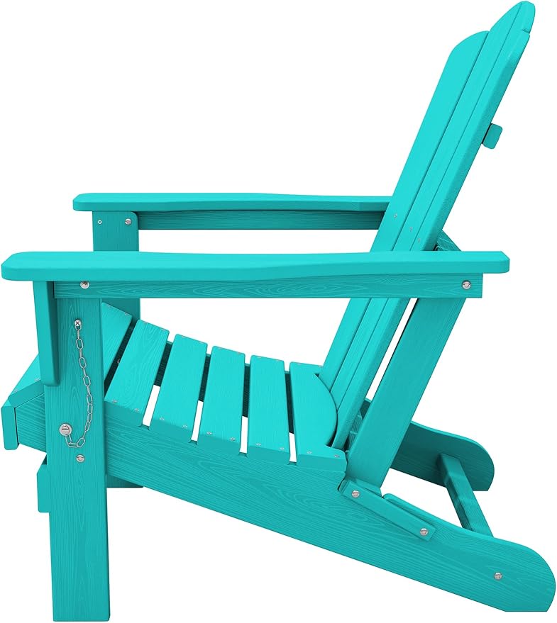 KINGYES Folding Adirondack Chair Set of 4, HDPE All-Weather Folding Adirondack Chair, Aruba