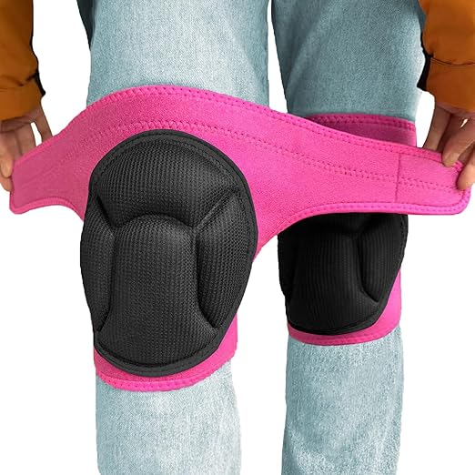Women' s Work Knee Pads for Gardening Cleaning Flooring, Thick Padded Foam Knee Pads for Large Legs, Comfortable Female Knee Protectors for Christmas for Kneeling on Hard Concrete Tile Floors, Pink Extra Large