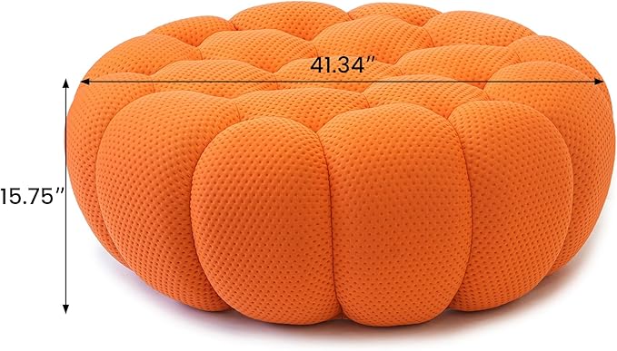 JACH 41.24'' Modern Lazy Floor Ottoman, Bubble Footstool, Upholstered Mesh Fabric Bubble Couch Sofa, 3D Honeycomb Shape Ottoman for Living Room, Office, Apartment, Small Space (Orange)