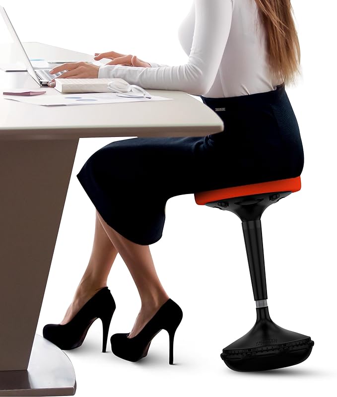 Uncaged Ergonomics Wobble Stool – Height Adjustable (23–33") Ergonomic Standing Desk Chair, Flexible Seating for Office, Classroom, and Active Sitting - Red