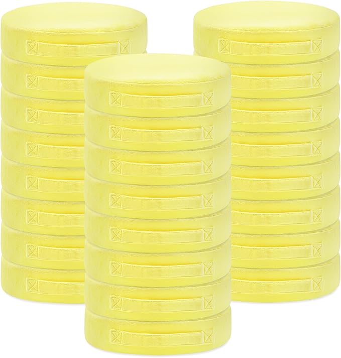 24 Pcs Round Floor Cushions for Kids, 15'' Plush Flexible Seating Pillows with Handles, Soft Chair Seats for Classroom Elementary Daycare Preschool Playroom Reading Corner Yellow