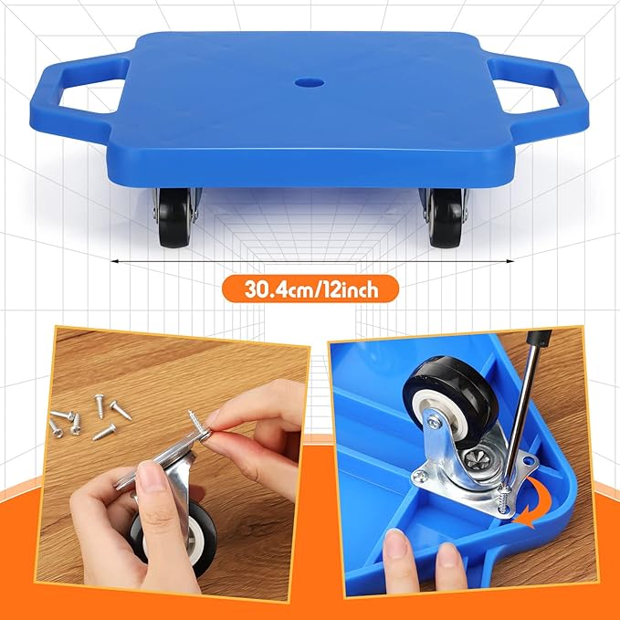 Deekin 12 Pcs Scooter Boards with Handles Bulk for Christmas Family Games Plastic Floor Sitting Scooter for Kids Children Gym Indoor Outdoor Activities Play and Daycare Supplies (Colorful)