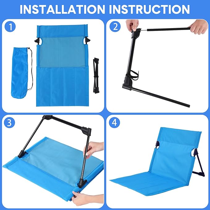 Jetec Foldable Floor Backrest Chair Portable Camping Chair with Storage Bag Light Weight Lazy Seat for Indoor Outdoor Bed Ground Park Lawn Concerts Beach Hiking